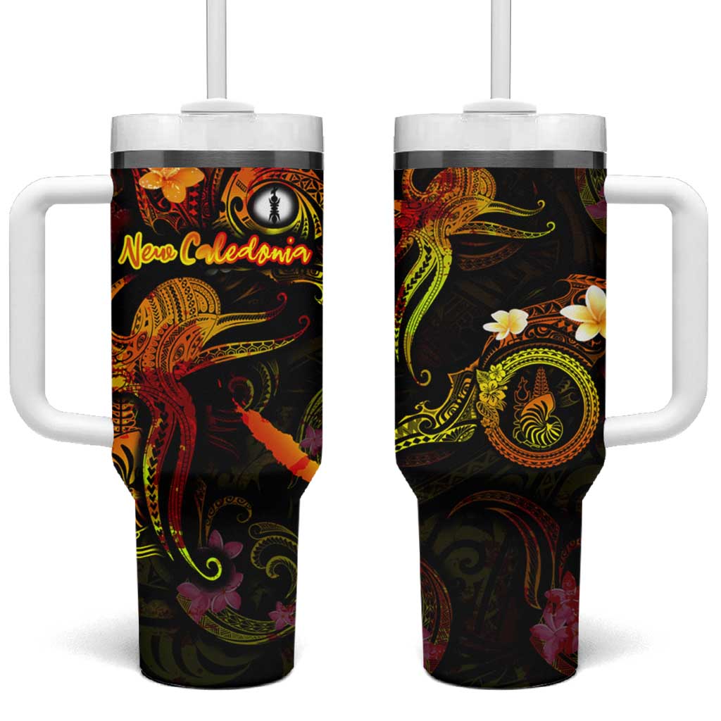 New Caledonia Tumbler With Handle Octopus Plumeria Polynesian Tattoo
