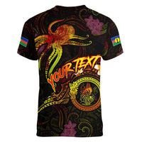 New Caledonia Women V-Neck T-Shirt Octopus Plumeria Polynesian Tattoo