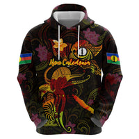 New Caledonia Zip Hoodie Octopus Plumeria Polynesian Tattoo