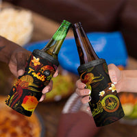 Tahiti French Polynesia 4 in 1 Can Cooler Tumbler Octopus Plumeria Polynesian Tattoo