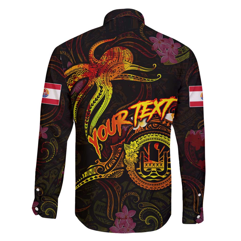 Tahiti French Polynesia Family Matching Long Sleeve Bodycon Dress and Hawaiian Shirt Octopus Plumeria Polynesian Tattoo