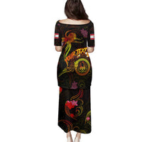 Tahiti French Polynesia Family Matching Puletasi and Hawaiian Shirt Octopus Plumeria Polynesian Tattoo