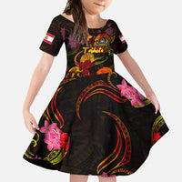 Tahiti French Polynesia Family Matching Short Sleeve Bodycon Dress and Hawaiian Shirt Octopus Plumeria Polynesian Tattoo