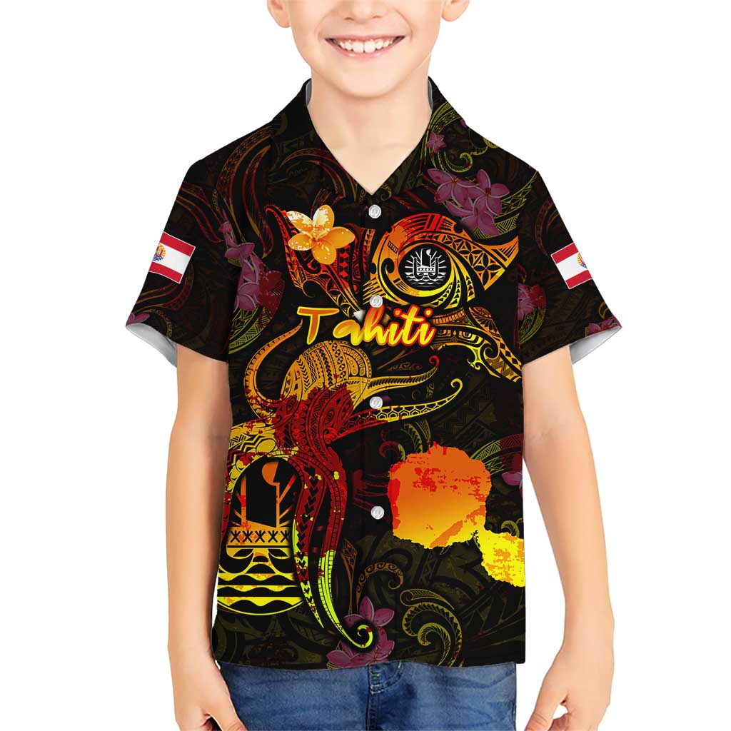 Tahiti French Polynesia Family Matching Short Sleeve Bodycon Dress and Hawaiian Shirt Octopus Plumeria Polynesian Tattoo