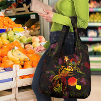 Tahiti French Polynesia Grocery Bag Octopus Plumeria Polynesian Tattoo