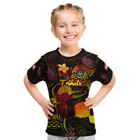 Tahiti French Polynesia Kid T Shirt Octopus Plumeria Polynesian Tattoo