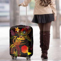 Tahiti French Polynesia Luggage Cover Octopus Plumeria Polynesian Tattoo