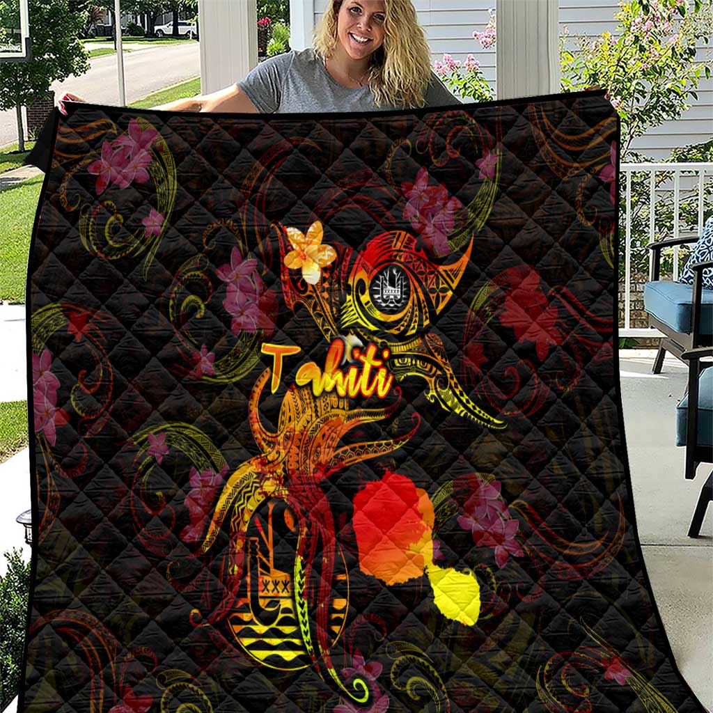 Tahiti French Polynesia Quilt Octopus Plumeria Polynesian Tattoo