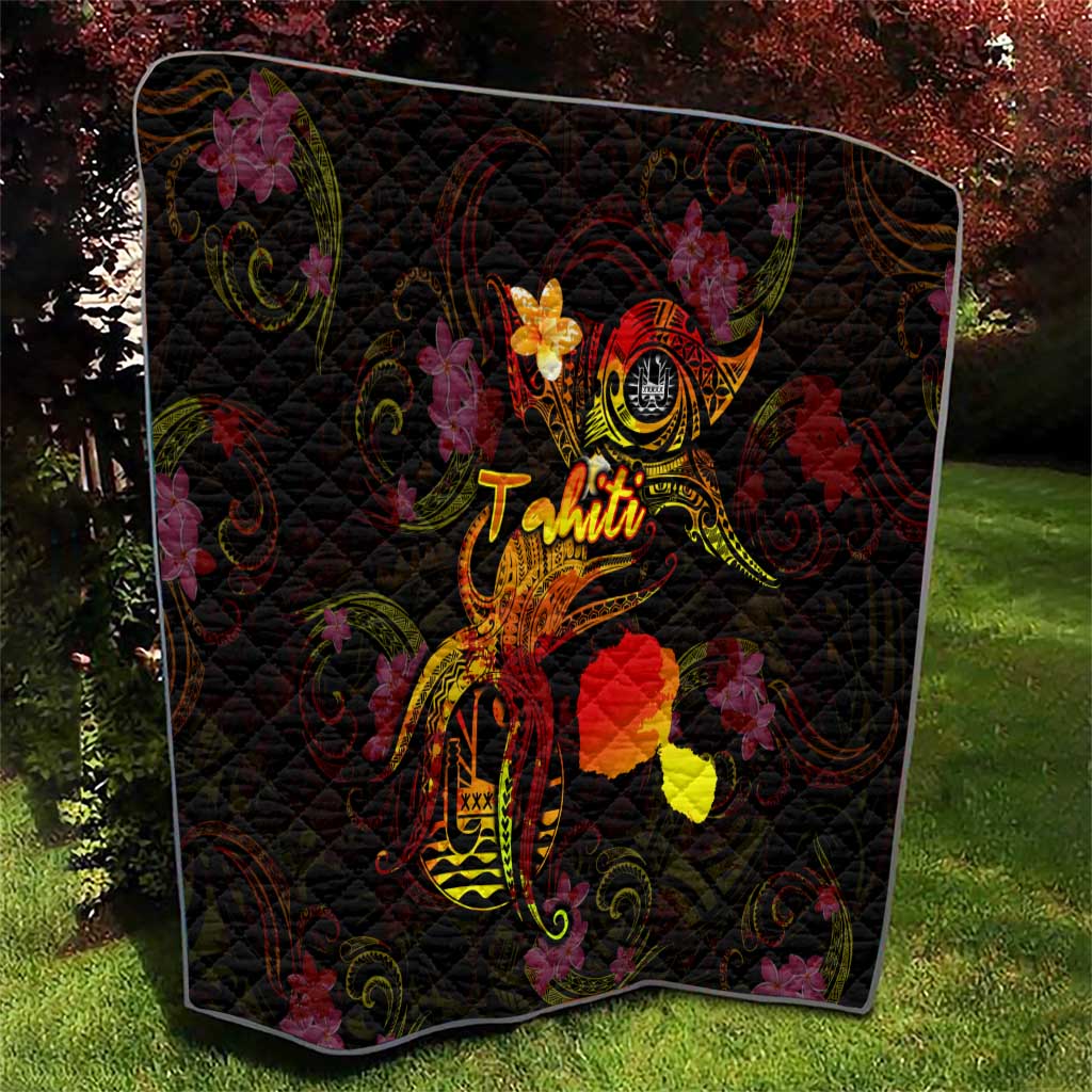 Tahiti French Polynesia Quilt Octopus Plumeria Polynesian Tattoo