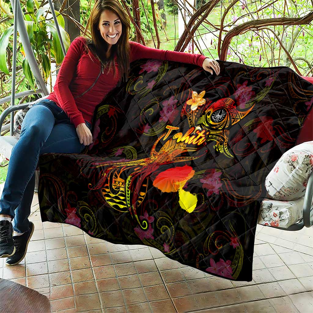 Tahiti French Polynesia Quilt Octopus Plumeria Polynesian Tattoo