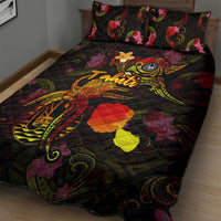 Tahiti French Polynesia Quilt Bed Set Octopus Plumeria Polynesian Tattoo