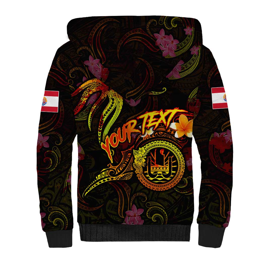 Tahiti French Polynesia Sherpa Hoodie Octopus Plumeria Polynesian Tattoo DT02 - Polynesian Pride