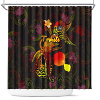 Tahiti French Polynesia Shower Curtain Octopus Plumeria Polynesian Tattoo