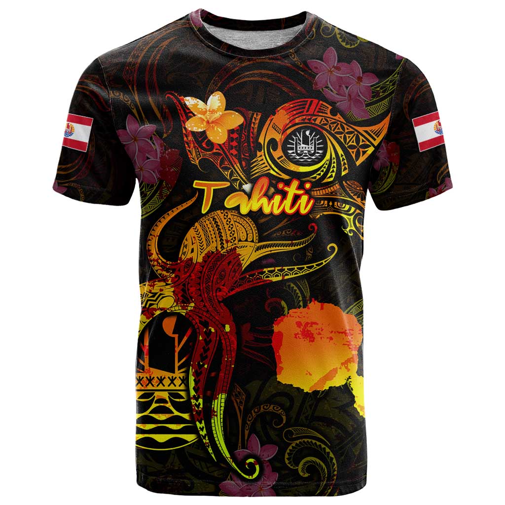 Tahiti French Polynesia T Shirt Octopus Plumeria Polynesian Tattoo