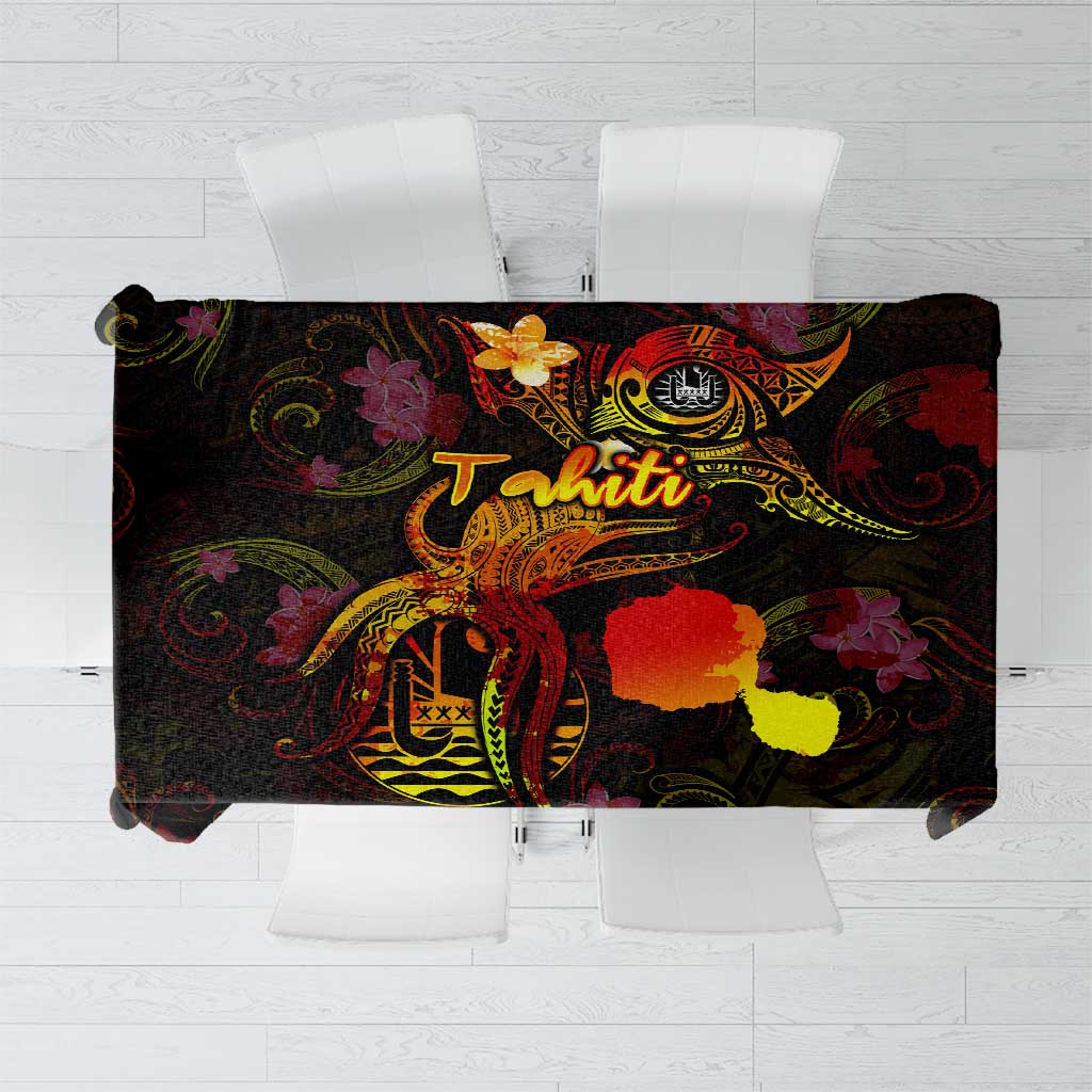 Tahiti French Polynesia Tablecloth Octopus Plumeria Polynesian Tattoo