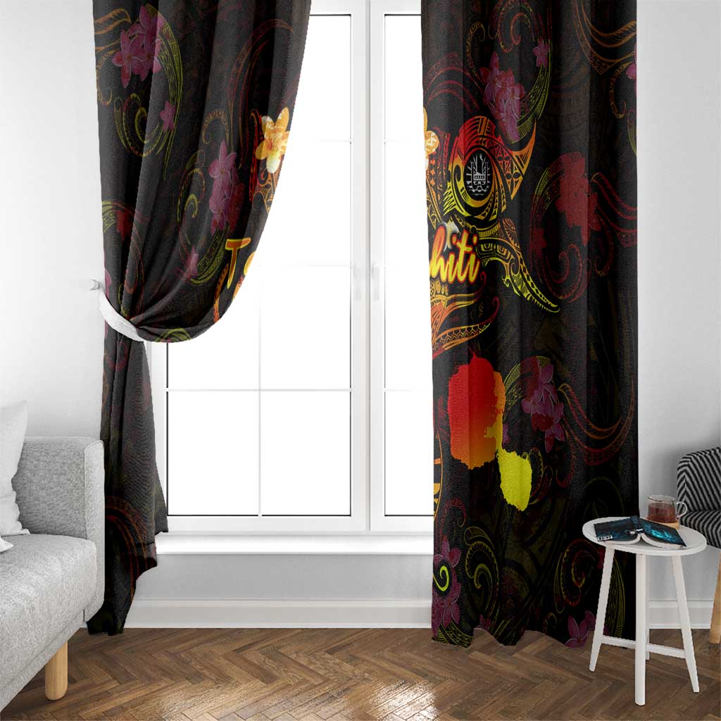 Tahiti French Polynesia Window Curtain Octopus Plumeria Polynesian Tattoo