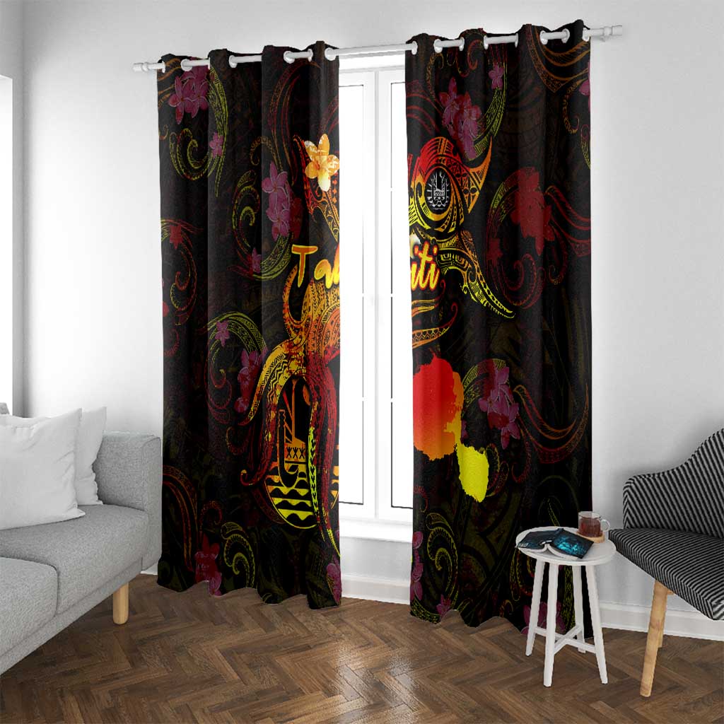 Tahiti French Polynesia Window Curtain Octopus Plumeria Polynesian Tattoo