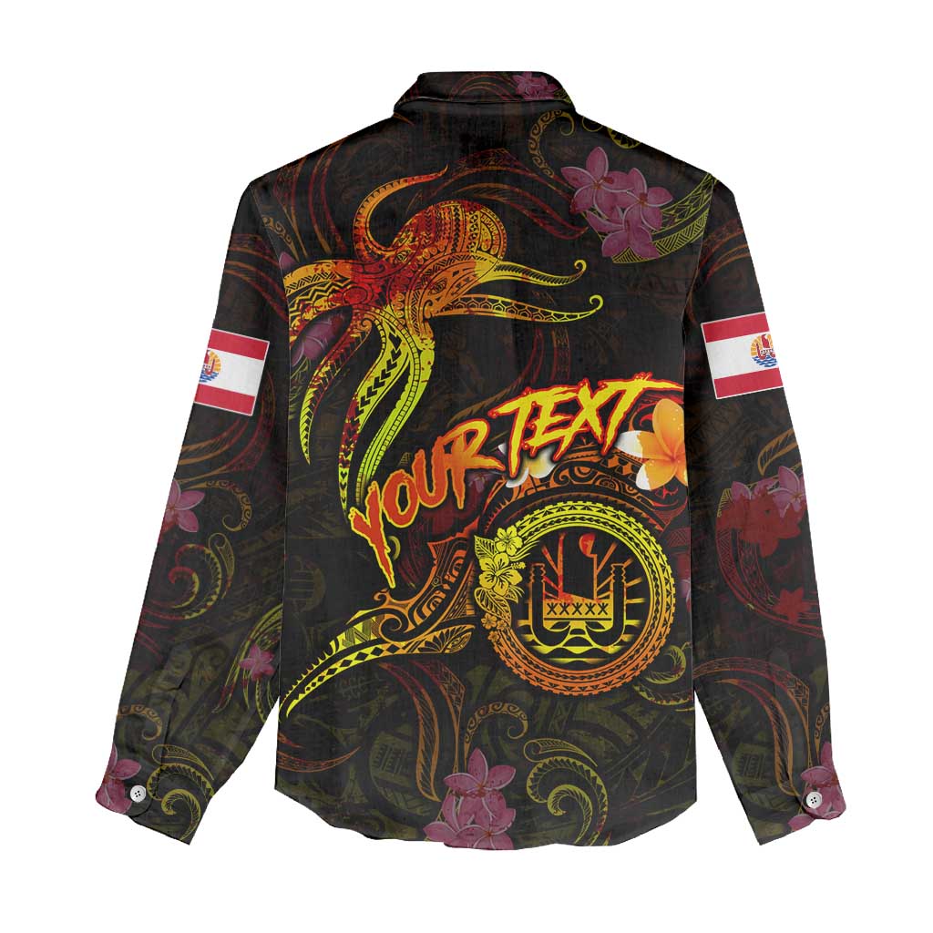Tahiti French Polynesia Women Casual Shirt Octopus Plumeria Polynesian Tattoo