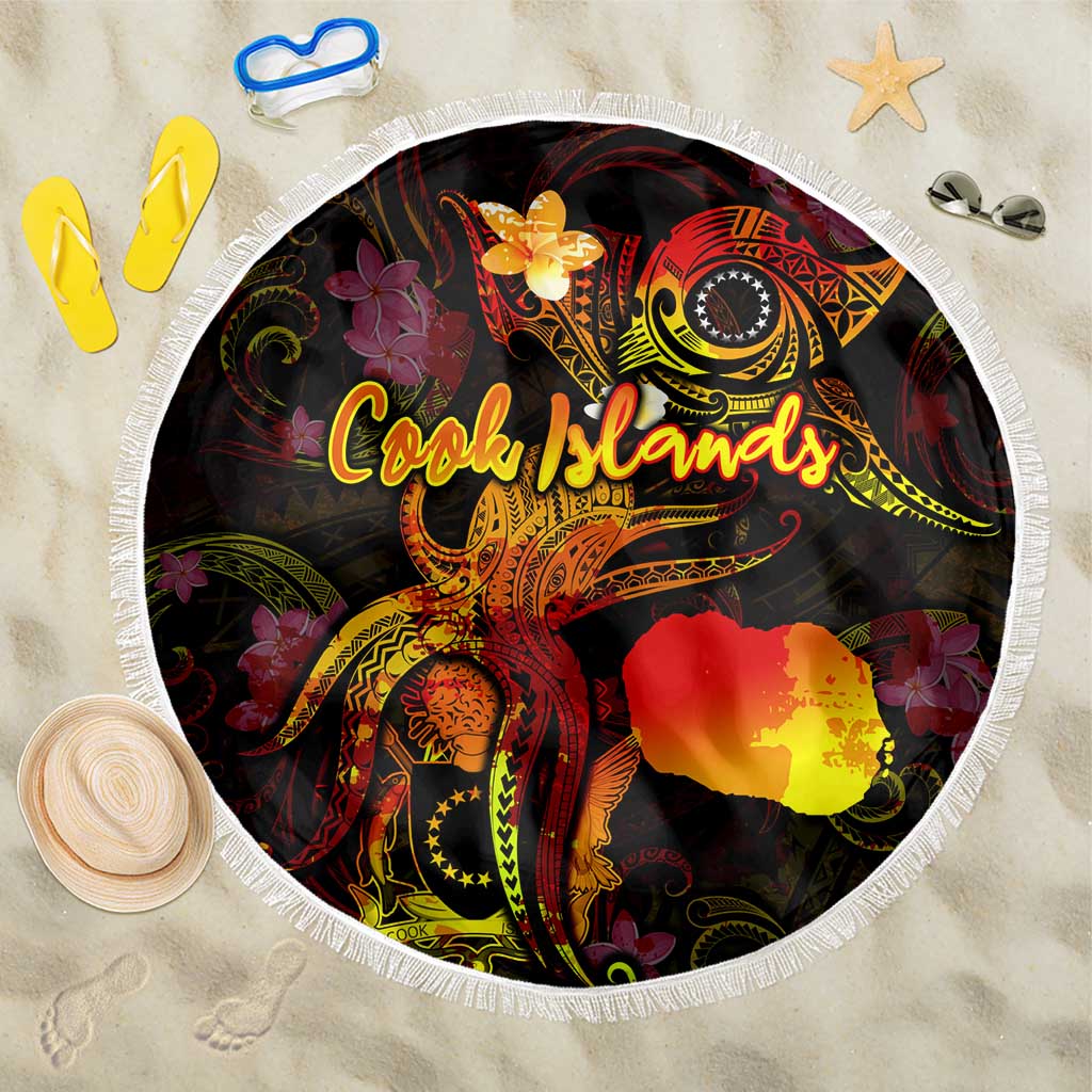 Cook Islands Beach Blanket Octopus Plumeria Polynesian Tattoo