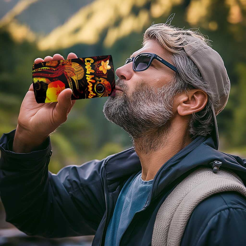 Cook Islands 4 in 1 Can Cooler Tumbler Octopus Plumeria Polynesian Tattoo