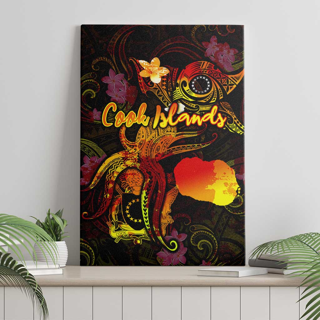 Cook Islands Canvas Wall Art Octopus Plumeria Polynesian Tattoo
