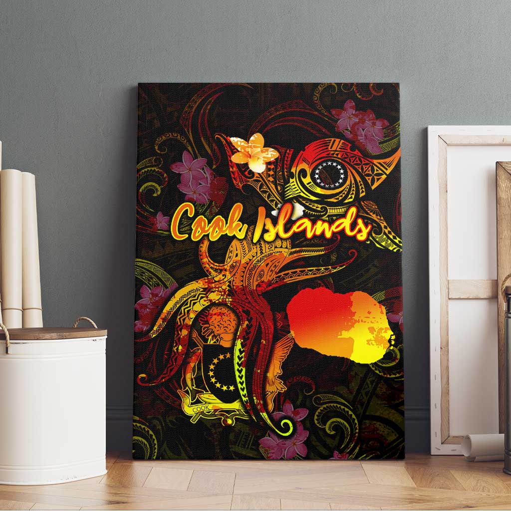 Cook Islands Canvas Wall Art Octopus Plumeria Polynesian Tattoo