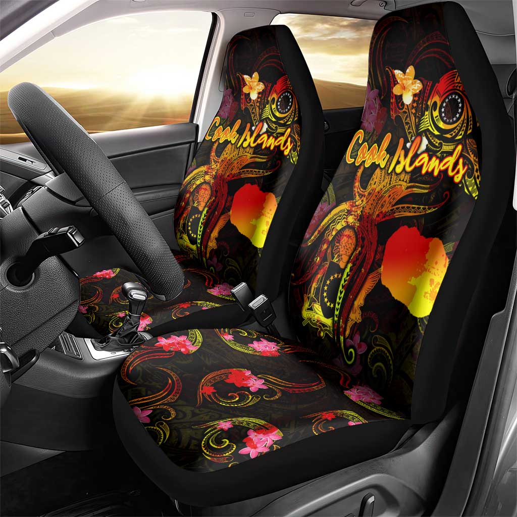 Cook Islands Car Seat Cover Octopus Plumeria Polynesian Tattoo