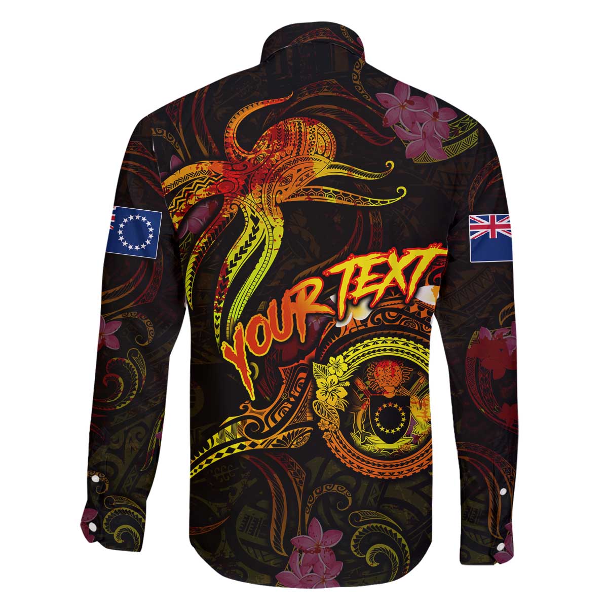 Cook Islands Family Matching Off The Shoulder Long Sleeve Dress and Hawaiian Shirt Octopus Plumeria Polynesian Tattoo