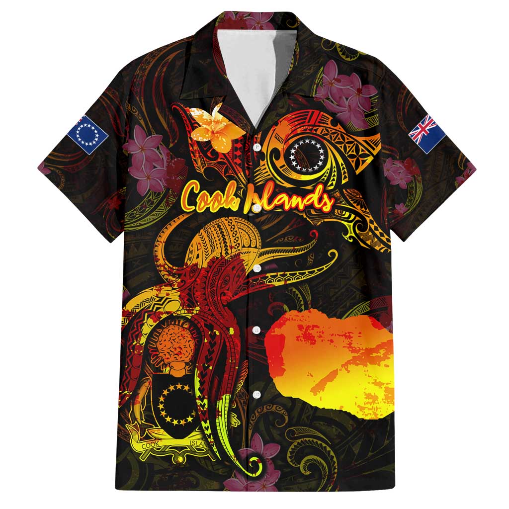 Cook Islands Family Matching Off Shoulder Maxi Dress and Hawaiian Shirt Octopus Plumeria Polynesian Tattoo