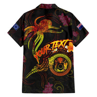 Cook Islands Family Matching Off Shoulder Short Dress and Hawaiian Shirt Octopus Plumeria Polynesian Tattoo