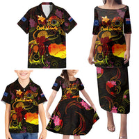Cook Islands Family Matching Puletasi and Hawaiian Shirt Octopus Plumeria Polynesian Tattoo