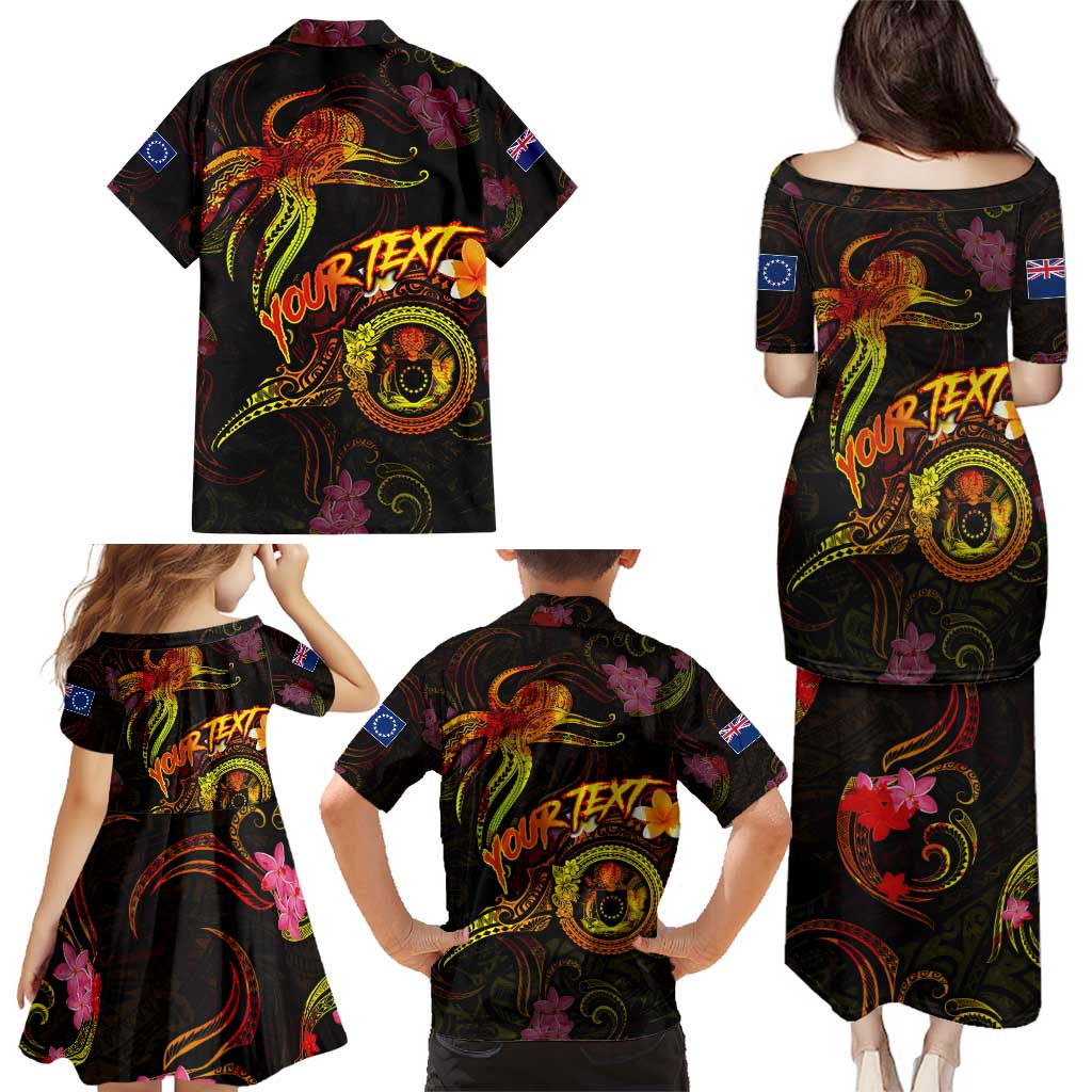 Cook Islands Family Matching Puletasi and Hawaiian Shirt Octopus Plumeria Polynesian Tattoo