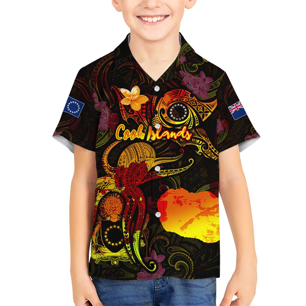 Cook Islands Family Matching Short Sleeve Bodycon Dress and Hawaiian Shirt Octopus Plumeria Polynesian Tattoo