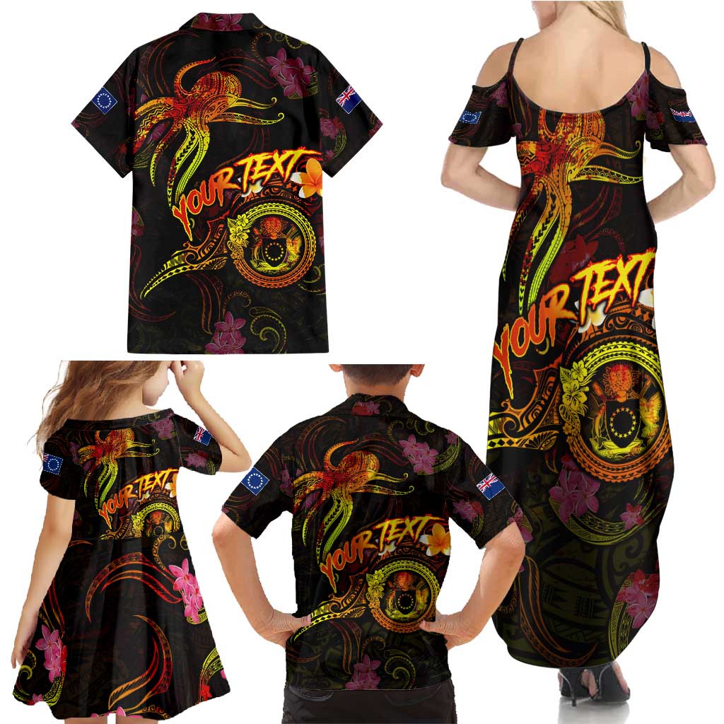 Cook Islands Family Matching Summer Maxi Dress and Hawaiian Shirt Octopus Plumeria Polynesian Tattoo