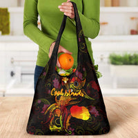 Cook Islands Grocery Bag Octopus Plumeria Polynesian Tattoo