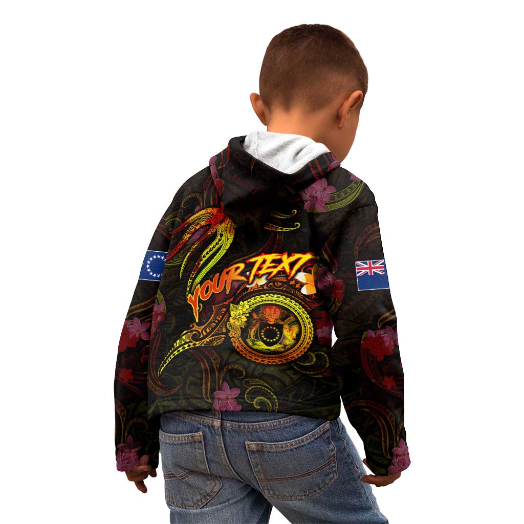 Cook Islands Kid Hoodie Octopus Plumeria Polynesian Tattoo