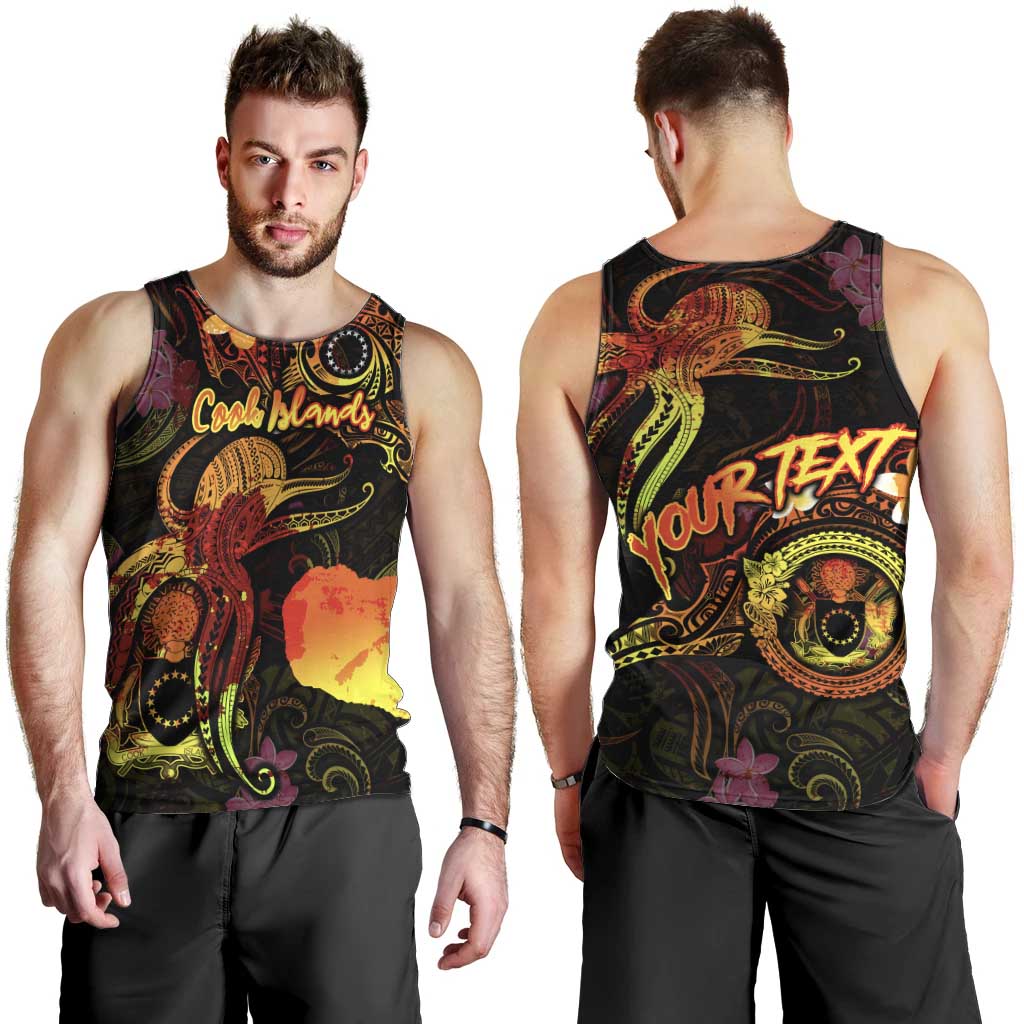 Cook Islands Men Tank Top Octopus Plumeria Polynesian Tattoo