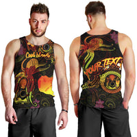 Cook Islands Men Tank Top Octopus Plumeria Polynesian Tattoo