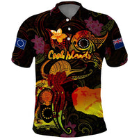 Cook Islands Polo Shirt Octopus Plumeria Polynesian Tattoo