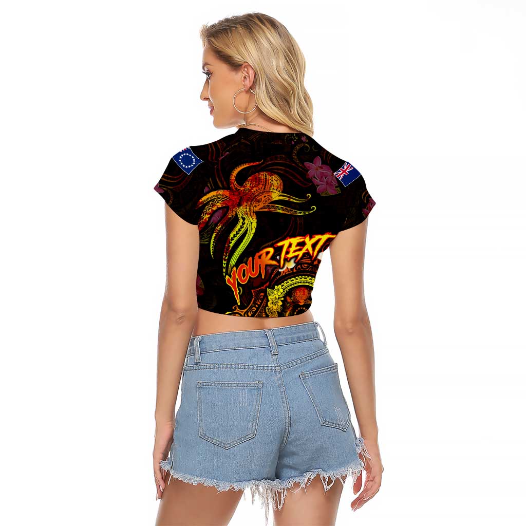 Cook Islands Raglan Cropped T Shirt Octopus Plumeria Polynesian Tattoo DT02 - Polynesian Pride