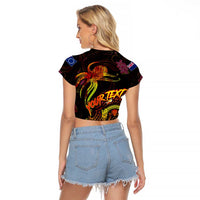 Cook Islands Raglan Cropped T Shirt Octopus Plumeria Polynesian Tattoo DT02 - Polynesian Pride