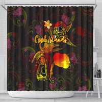 Cook Islands Shower Curtain Octopus Plumeria Polynesian Tattoo