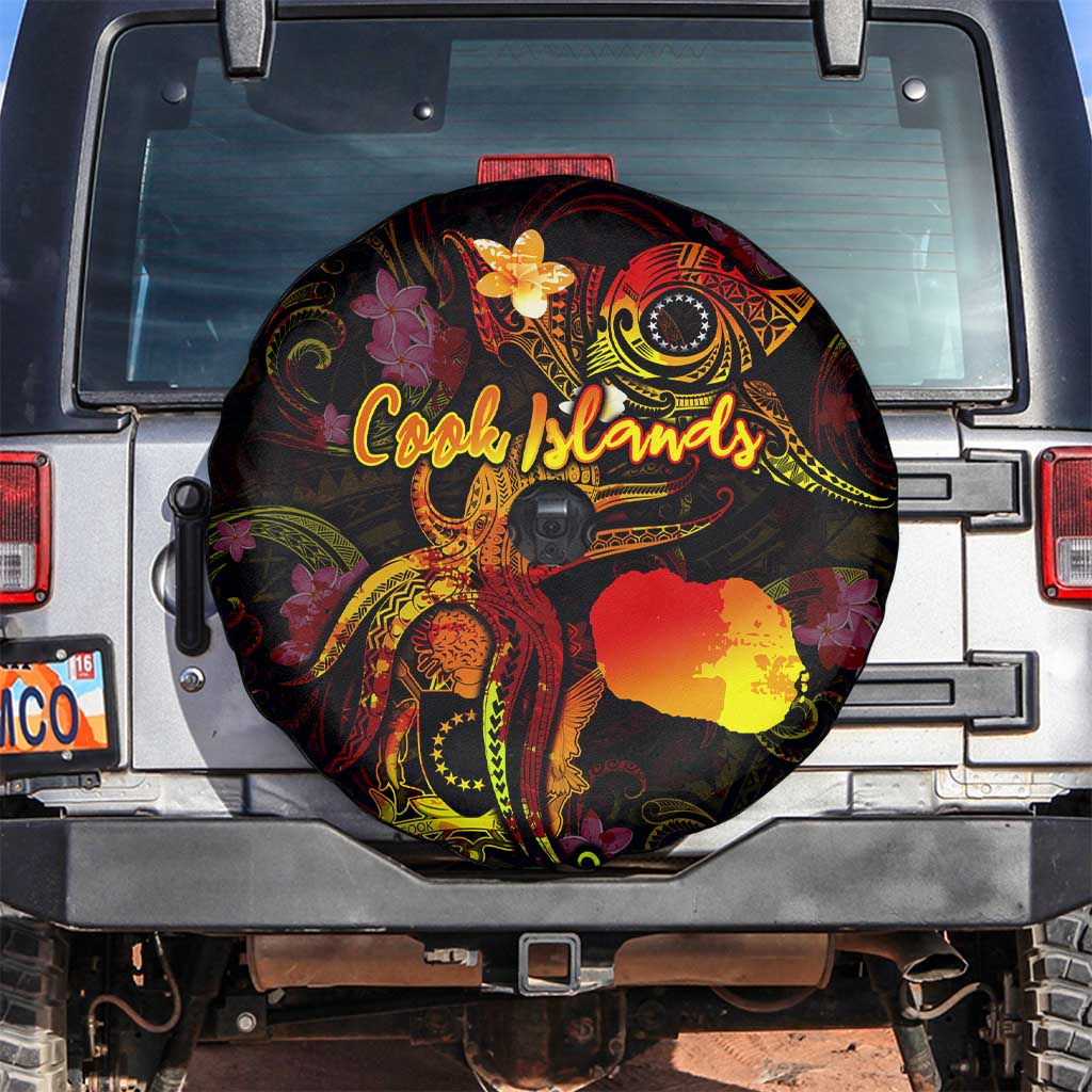 Cook Islands Spare Tire Cover Octopus Plumeria Polynesian Tattoo