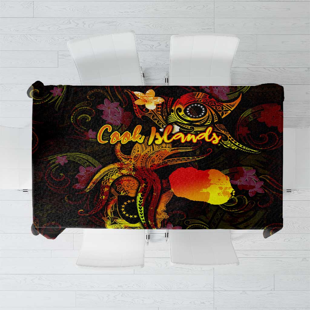 Cook Islands Tablecloth Octopus Plumeria Polynesian Tattoo