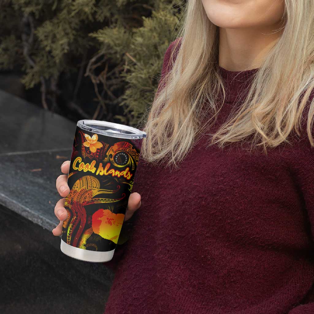 Cook Islands Tumbler Cup Octopus Plumeria Polynesian Tattoo