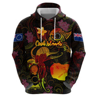 Cook Islands Zip Hoodie Octopus Plumeria Polynesian Tattoo