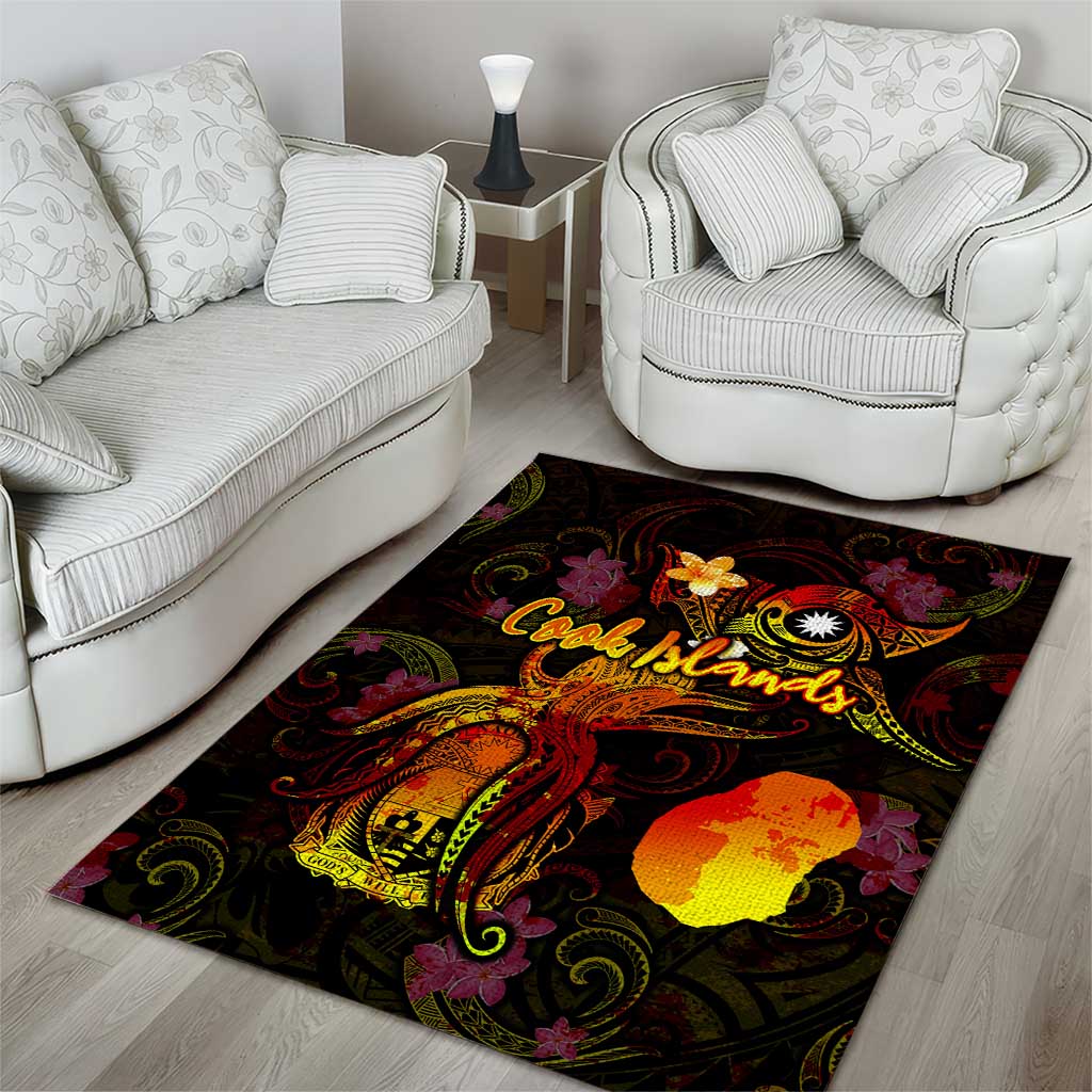 Nauru Area Rug Octopus Plumeria Polynesian Tattoo