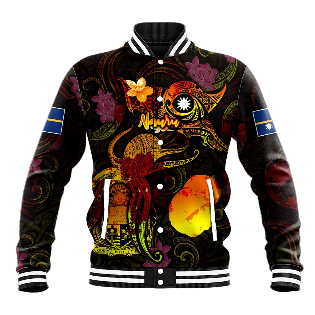 Nauru Baseball Jacket Octopus Plumeria Polynesian Tattoo