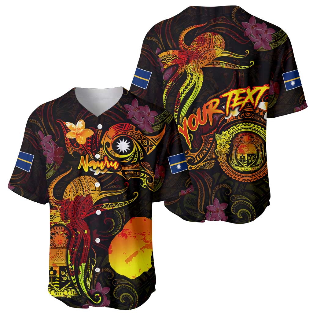 Nauru Baseball Jersey Octopus Plumeria Polynesian Tattoo