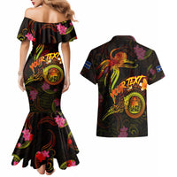 Nauru Couples Matching Mermaid Dress and Hawaiian Shirt Octopus Plumeria Polynesian Tattoo